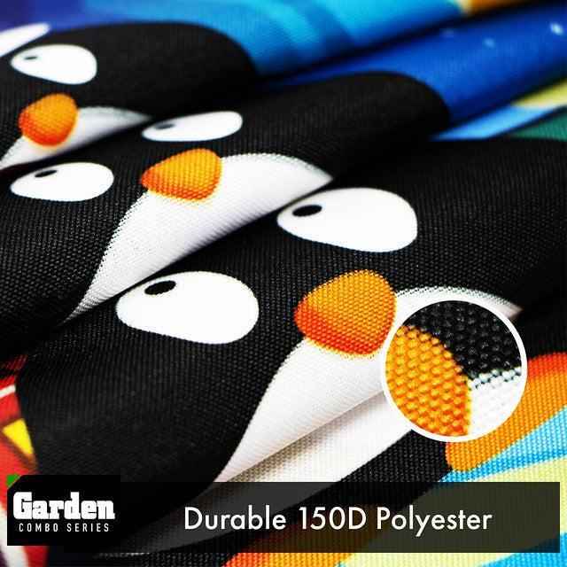 G128 Combo Pack: Garden Flag Stand Black 36x16 Inch & Garden Flag Welcome Three Penguins 12x18 Inch