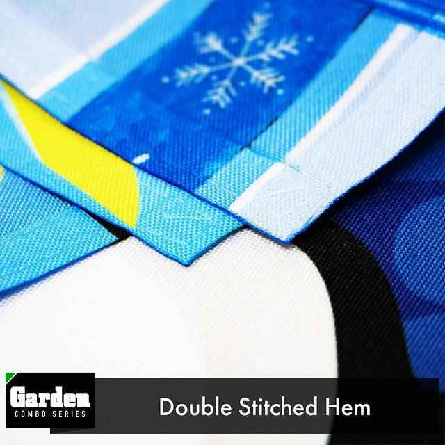 G128 Combo Pack: Garden Flag Stand Black 36x16 Inch & Garden Flag Welcome Three Penguins 12x18 Inch