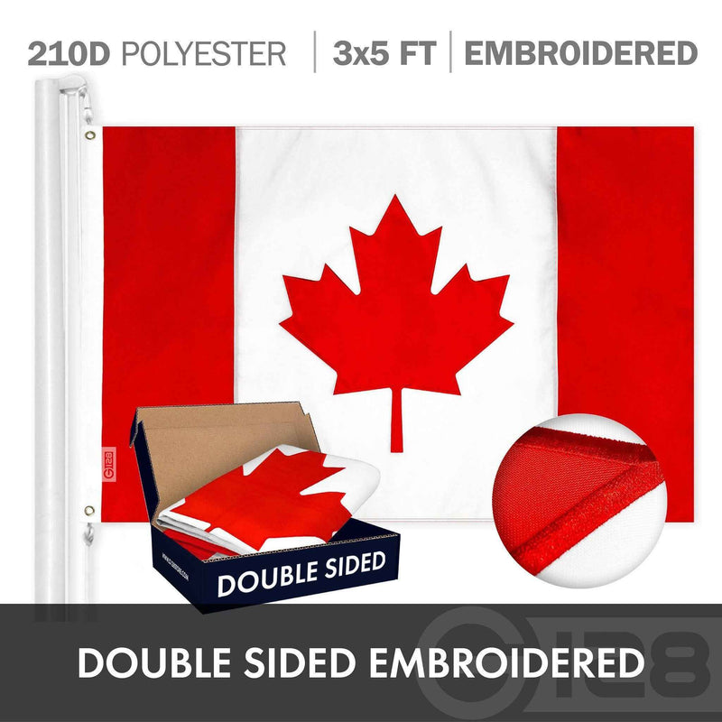 G128 Combo Pack: American USA Flag ToughWeave Series 6x10 Ft Single Sided & Canada Canadian Flag Double Sided 6x10 Ft Double ToughWeave Series | Both Embroidered Polyester, Brass Grommets