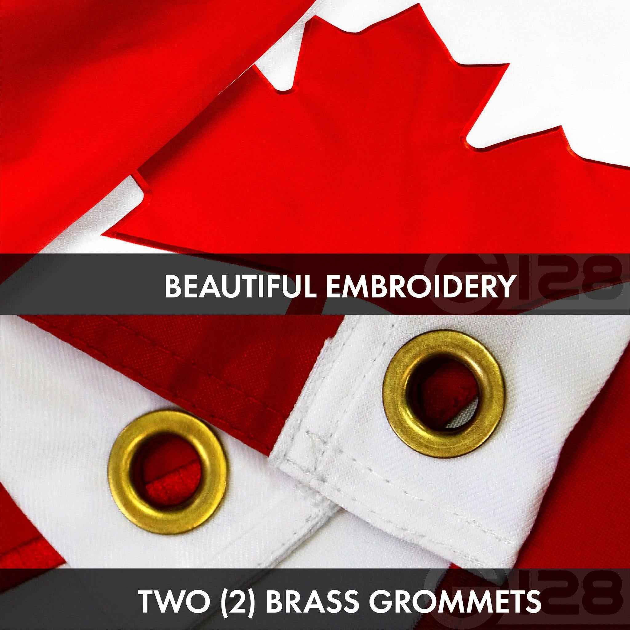 G128 Combo Pack: American USA Flag ToughWeave Series 6x10 Ft Single Sided & Canada Canadian Flag Double Sided 6x10 Ft Double ToughWeave Series | Both Embroidered Polyester, Brass Grommets