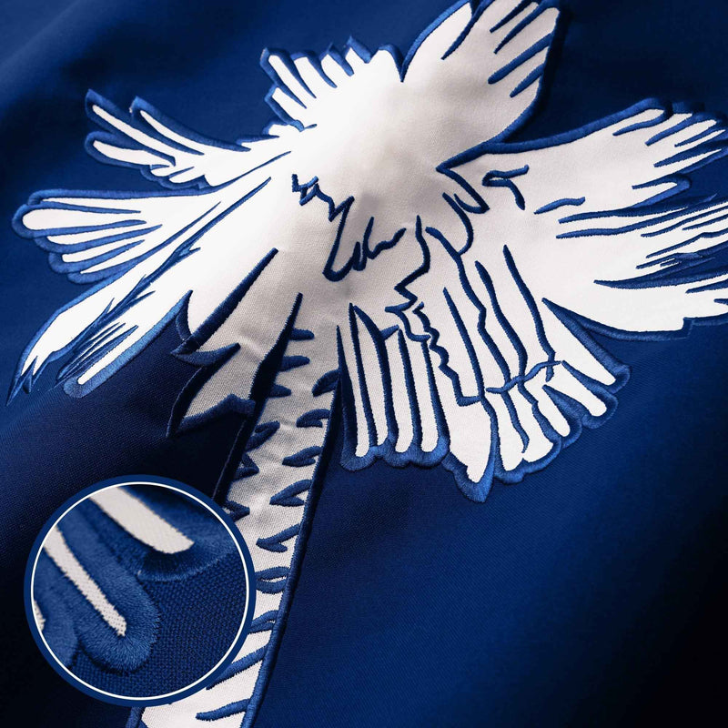 G128 South Carolina SC State Flag | 4x6 Ft | StormFlyer Series Embroidered 220GSM Spun Polyester | Embroidered Design, Indoor/Outdoor, Brass Grommets, Heavy Duty, All Weather