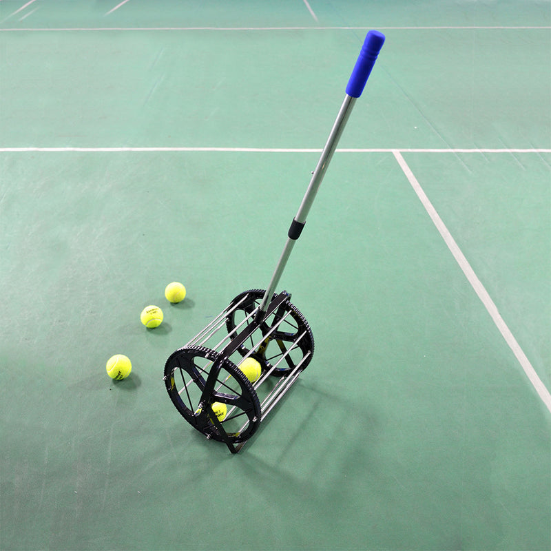 Tennis Ball Picker 55 Balls Capacity Tennis Balls Retriever Ball Hopper Roller Tennis Training Accessories