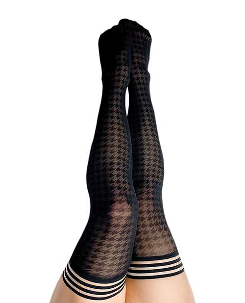 Kix'ies Meaghan Houndstooth Thigh High - Lingerie - Plus/queen - Packaged