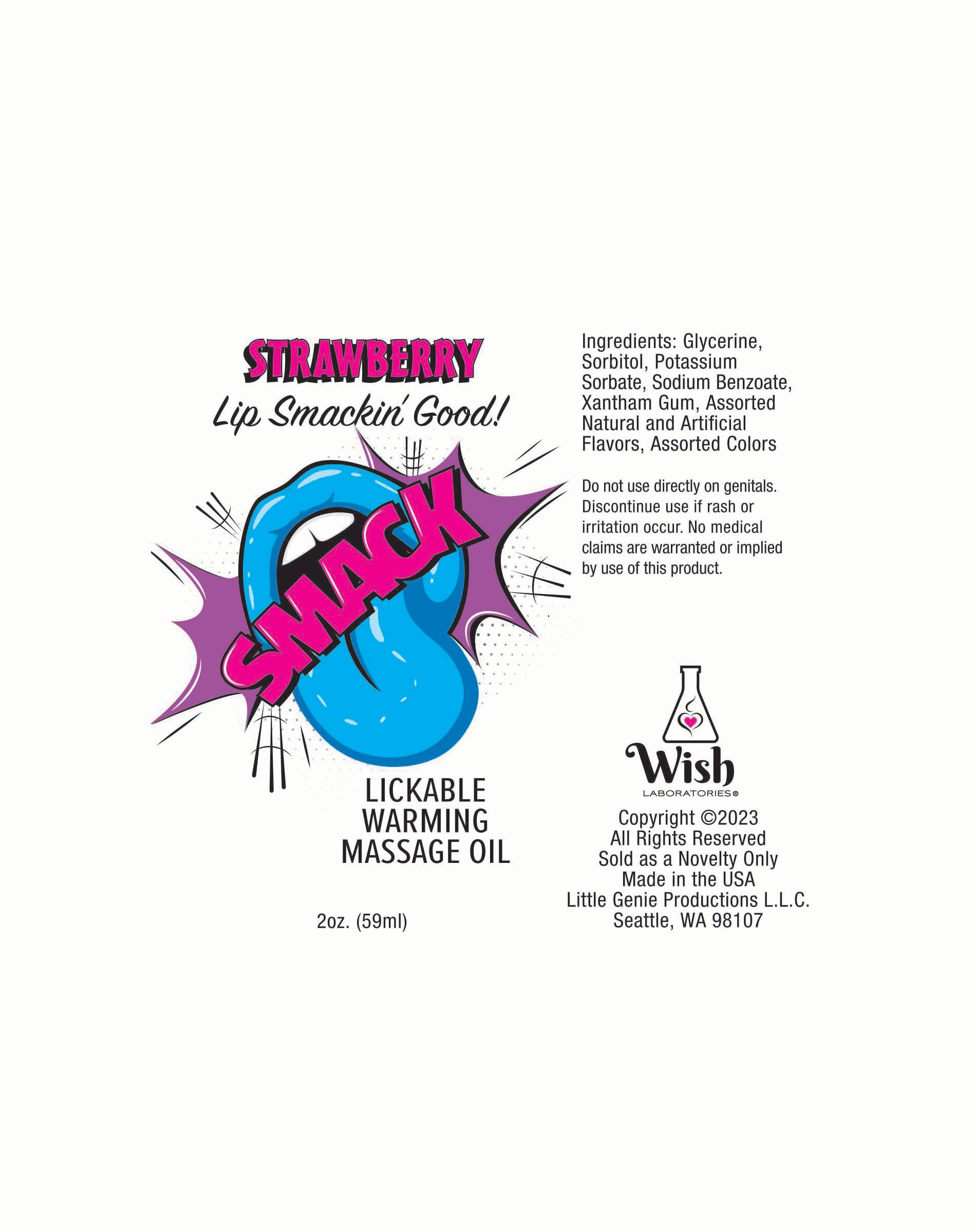 Smack Warming and Lickable Massage Oil - 2 Oz - GreatEagleInc