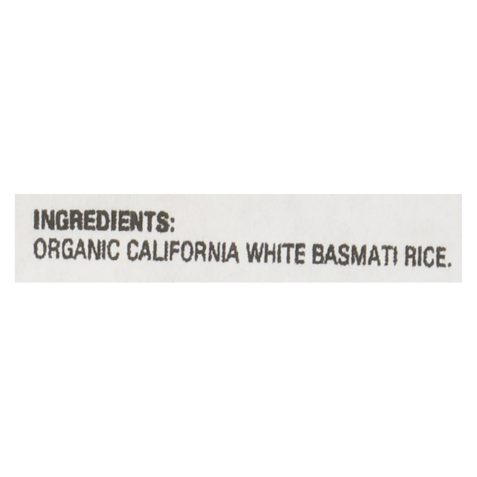 Lundberg Family Farms Organic California White Basmati Rice - Case Of 25 Lbs - GreatEagleInc