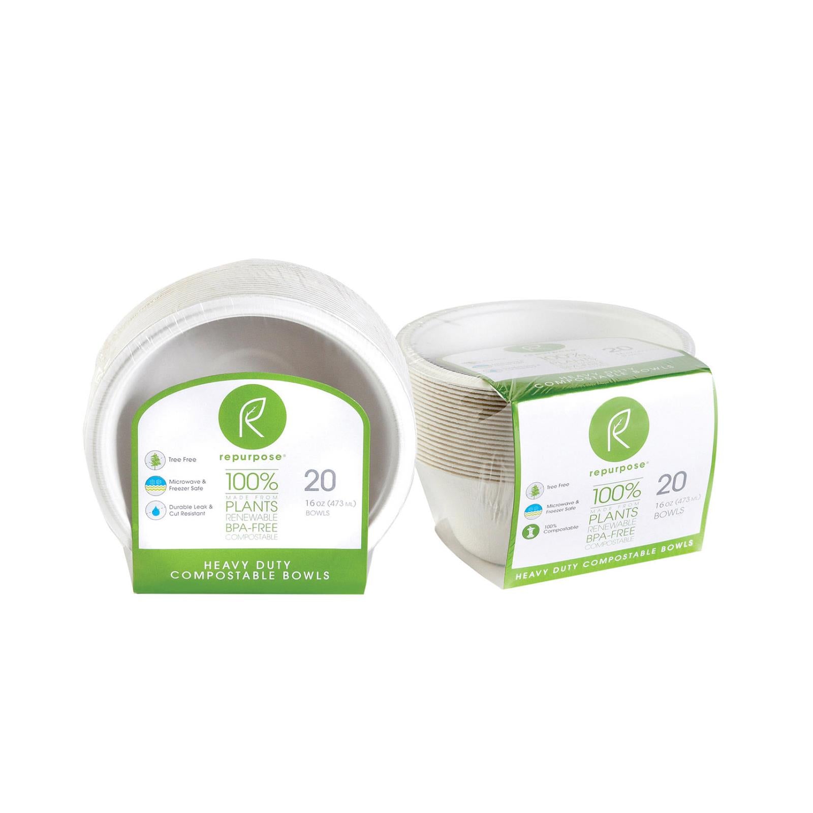 Repurpose Plant Based Bagasse Bowls - Case Of 12 - 20 Count - GreatEagleInc