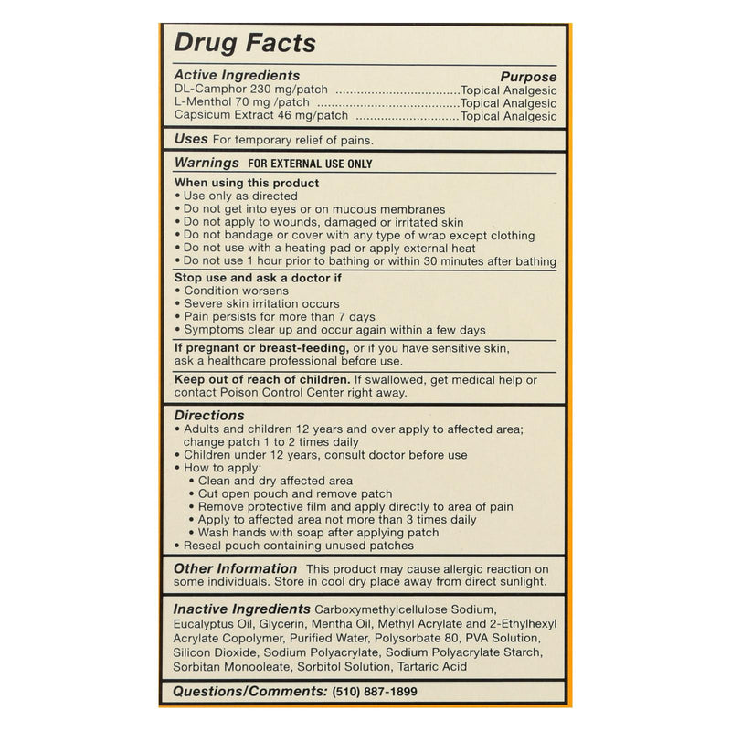 Tiger Balm Pain Relieving Large Patches - Case Of 6 - 4 Pack - GreatEagleInc