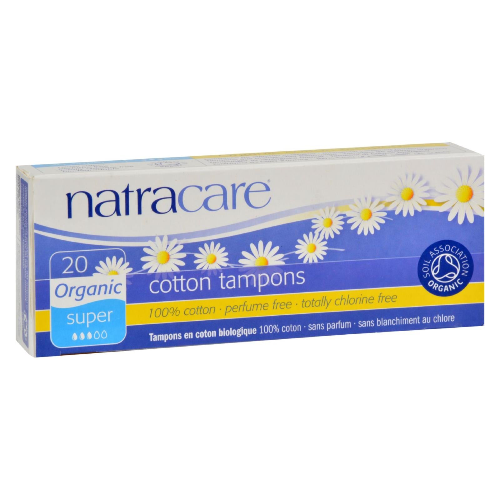 Natracare 100% Organic Cotton Tampons Super - 20 Tampons - GreatEagleInc