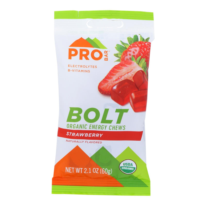 Probar Bolt Energy Chews - Organic Strawberry - 2.1 Oz - Case Of 12 - GreatEagleInc