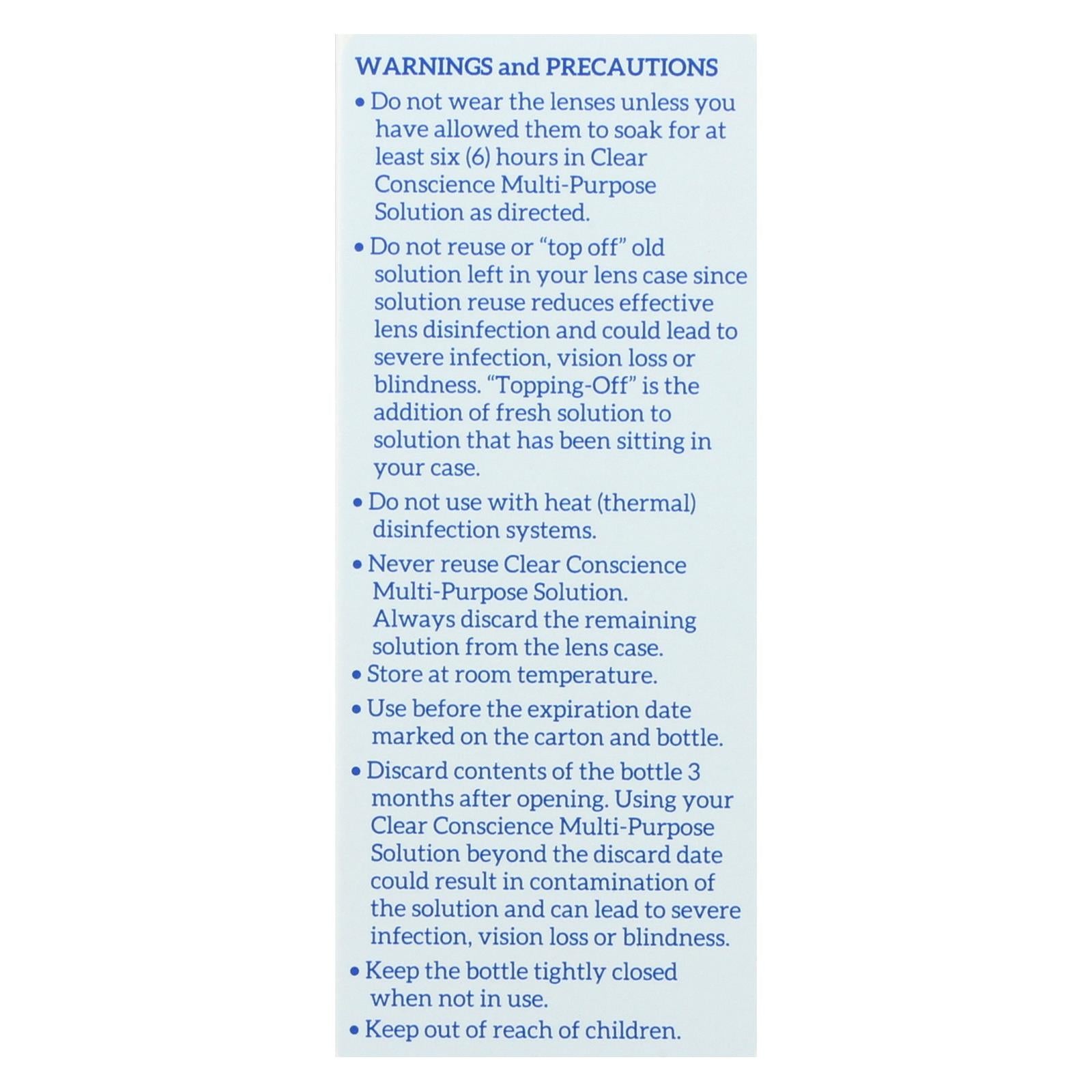 Clear Conscience Multi Purpose Contact Lens Solution - Travel Size - 3 Oz - GreatEagleInc