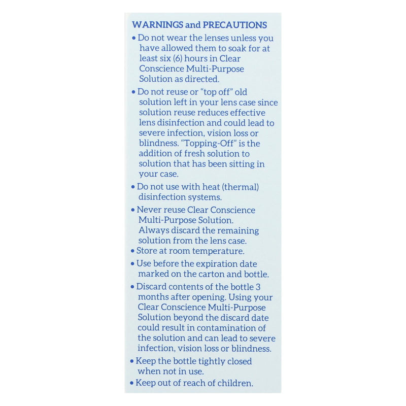 Clear Conscience Multi Purpose Contact Lens Solution - Travel Size - 3 Oz - GreatEagleInc