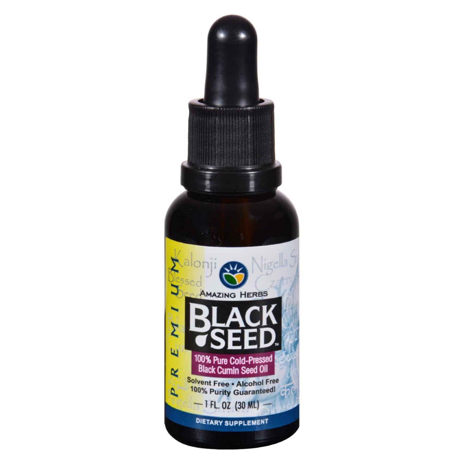 Amazing Herbs - Black Seed Oil - Cold Pressed - Premium - 1 Fl Oz - GreatEagleInc