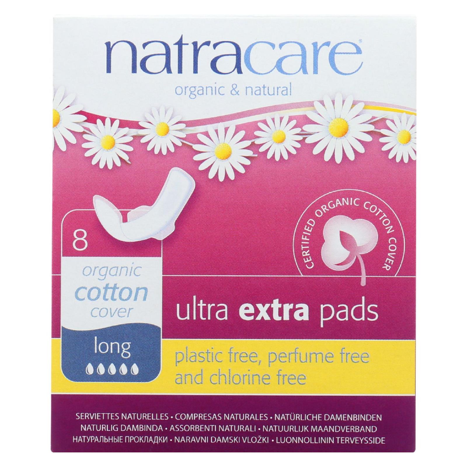 Natracare  Ultra Extra Pads W/wings - Long - 8 Count - Eco-Friendly Home & Grocery