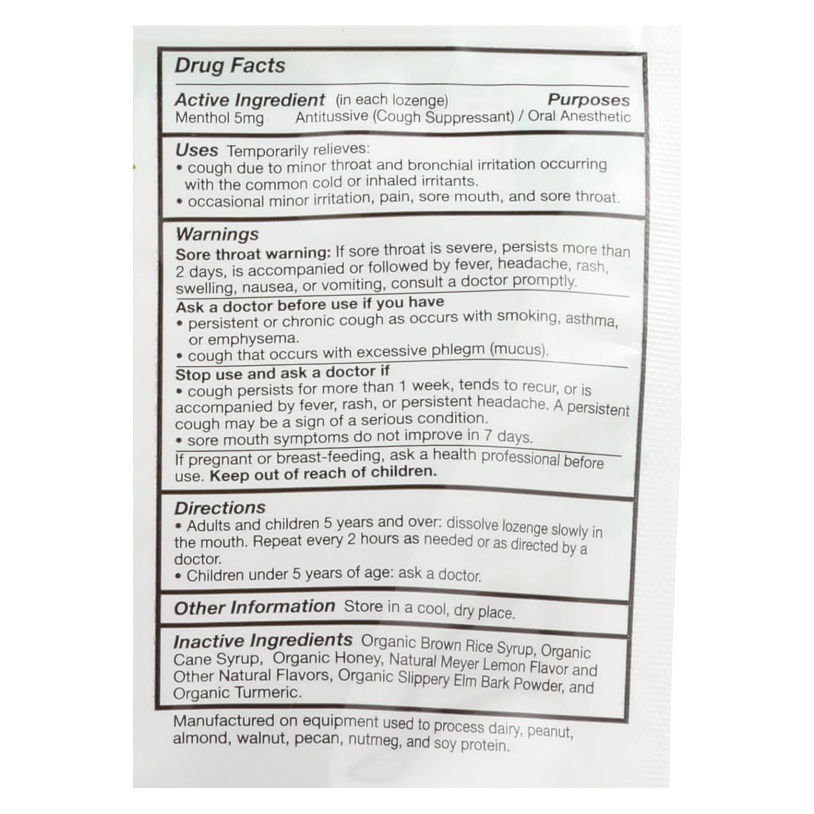 Quantum Research Organic Cough Relief Lozenges - Meyer Lemon & Honey - 18 Count - GreatEagleInc