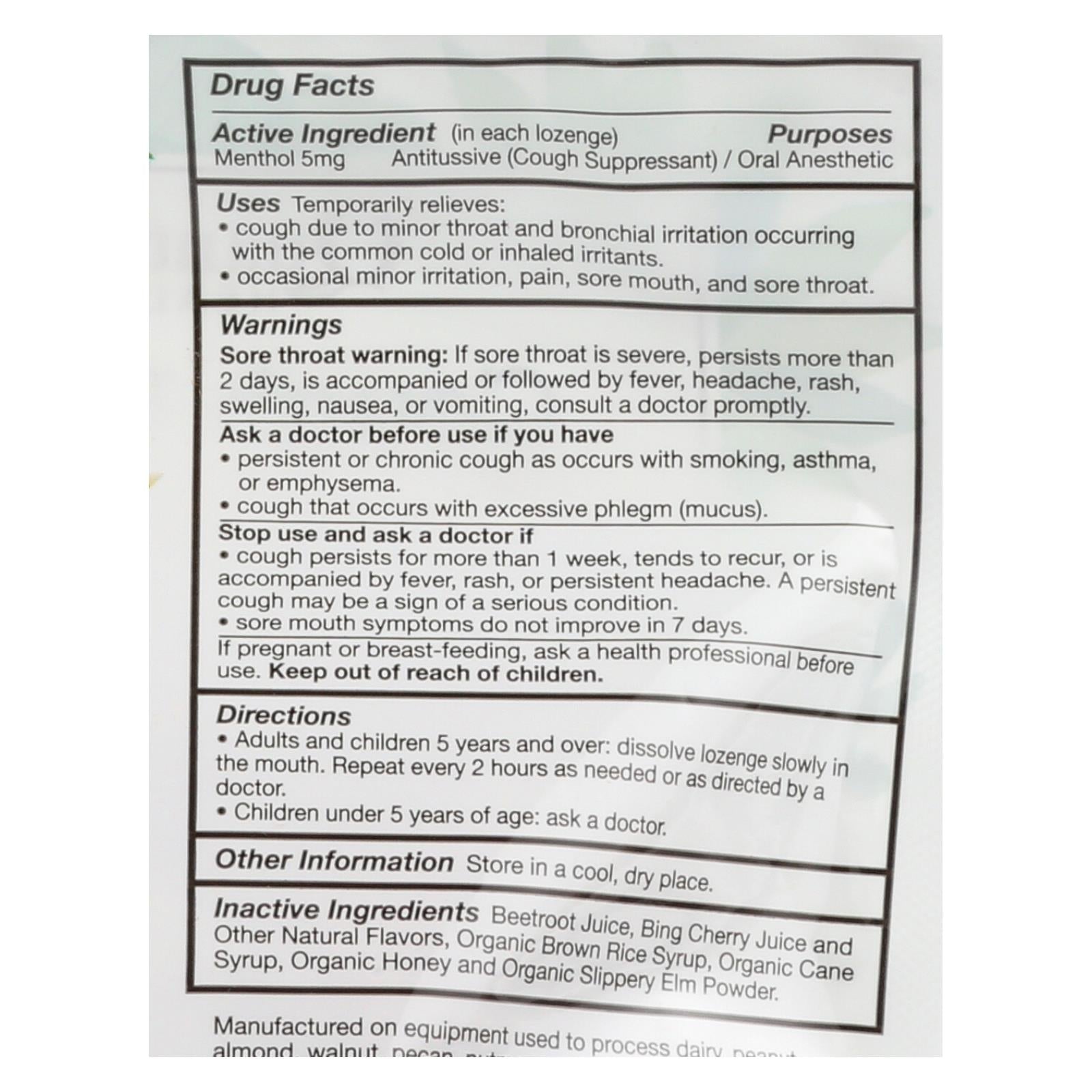 Quantum Research Organic Cough Relief Lozenges - Bing Cherry - 18 Count - GreatEagleInc