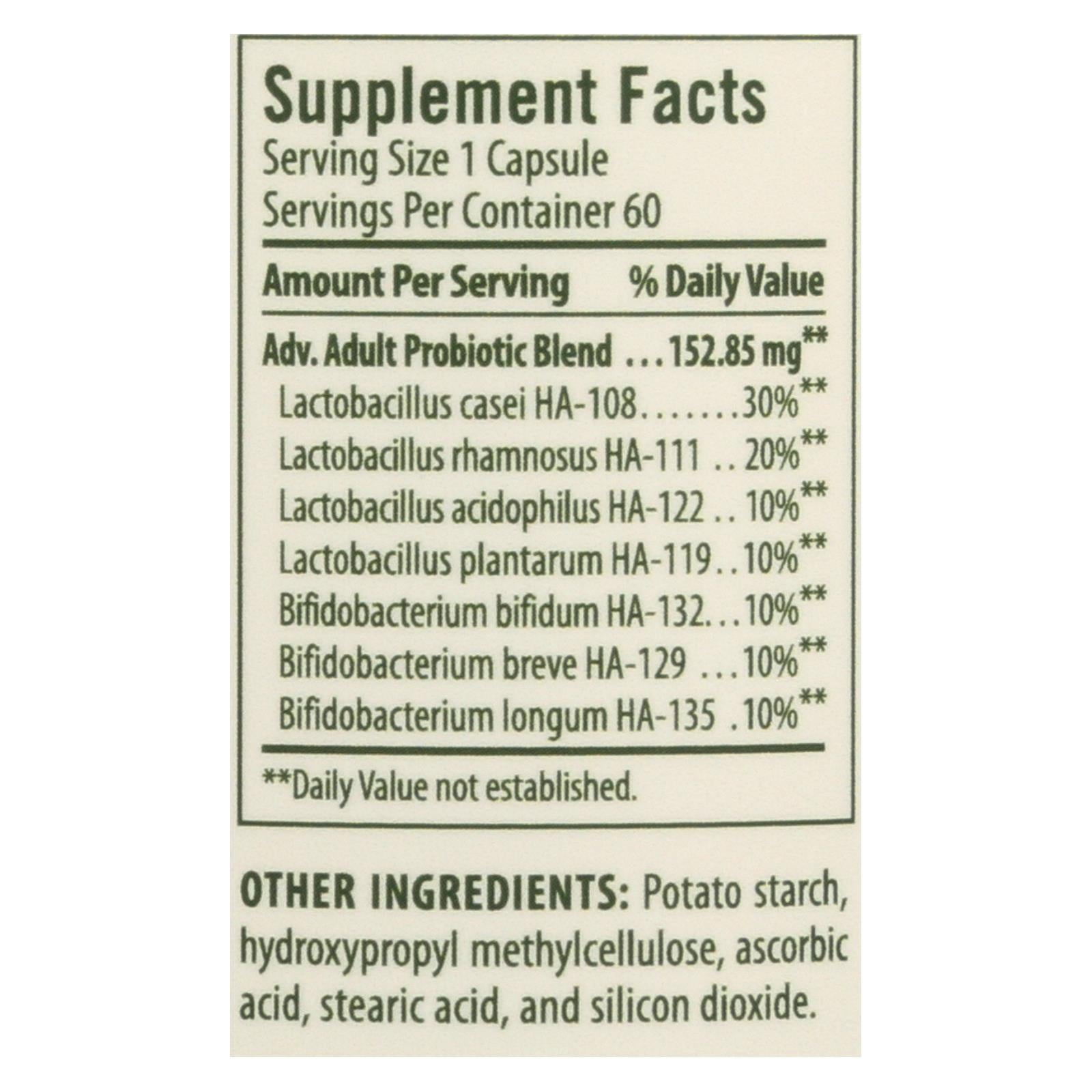 Flora Advanced Adult's Probiotic Dietary Supplement  - 1 Each - 60 Cap - GreatEagleInc