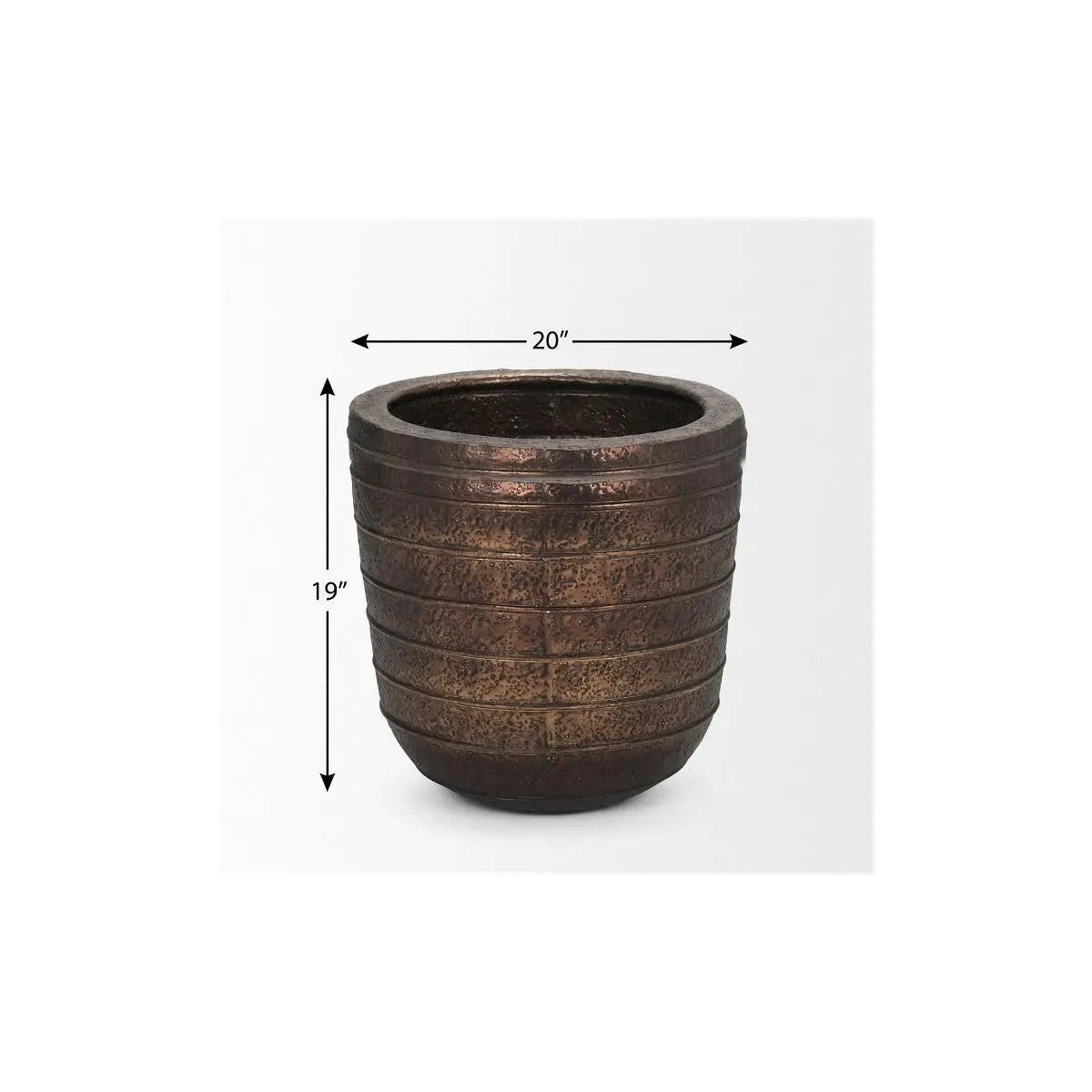 19" Antiqued Brass Metal Round Floor Vase Homeroots Home Decor