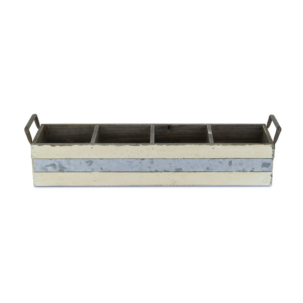 19" Antiqued White Galvanized Solid Wood And Metal Organizing Box Homeroots Office