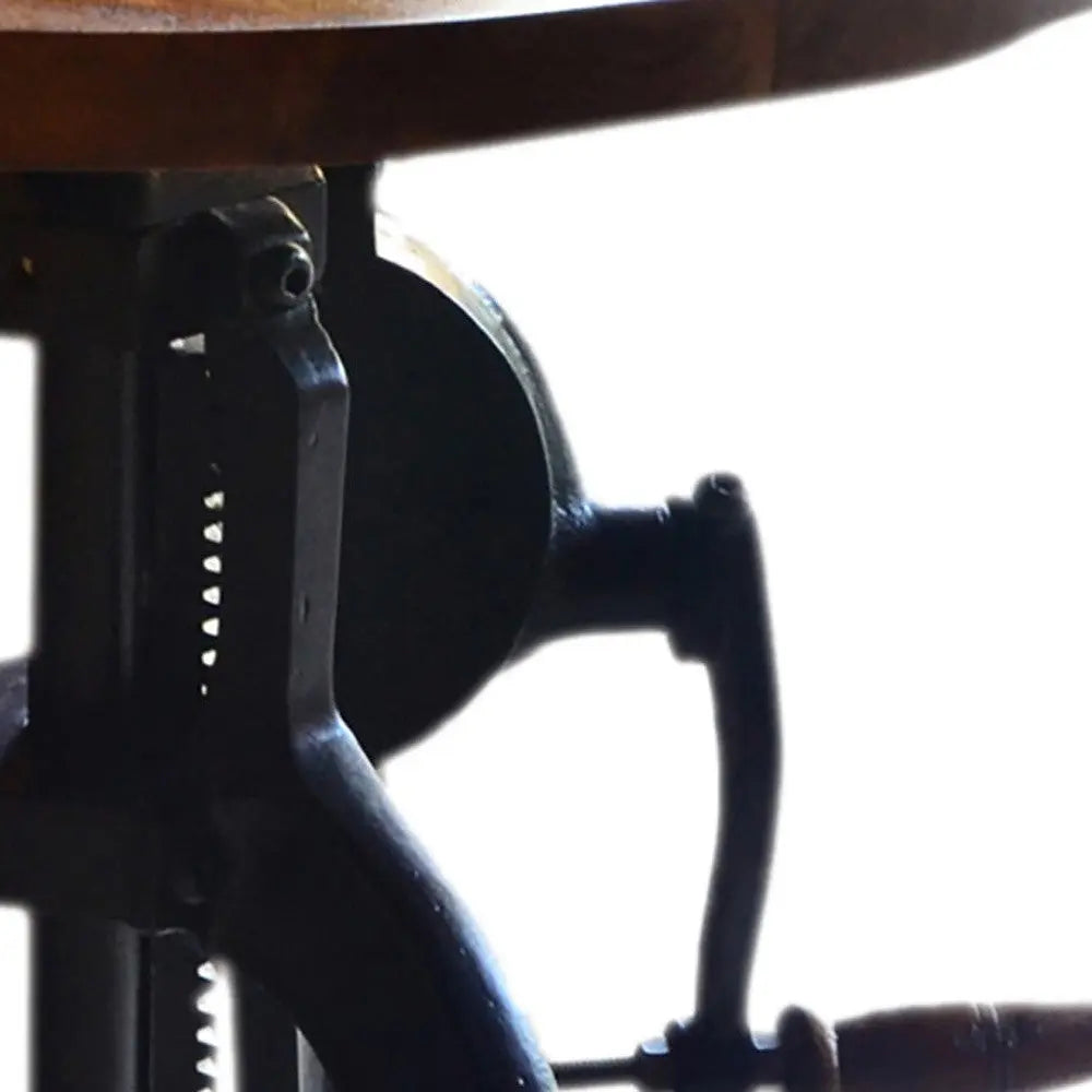 19" Black And Chestnut Solid Wood And Iron Height Adjustable Round End Table Homeroots Living Room