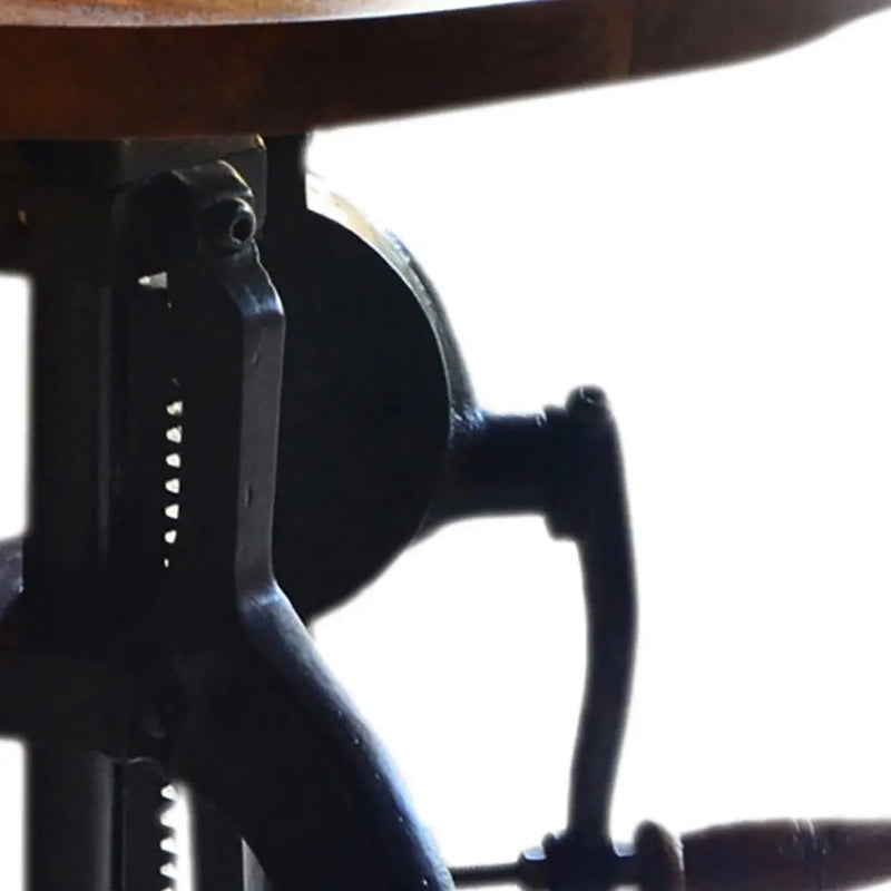 19" Black And Chestnut Solid Wood And Iron Height Adjustable Round End Table Homeroots Living Room