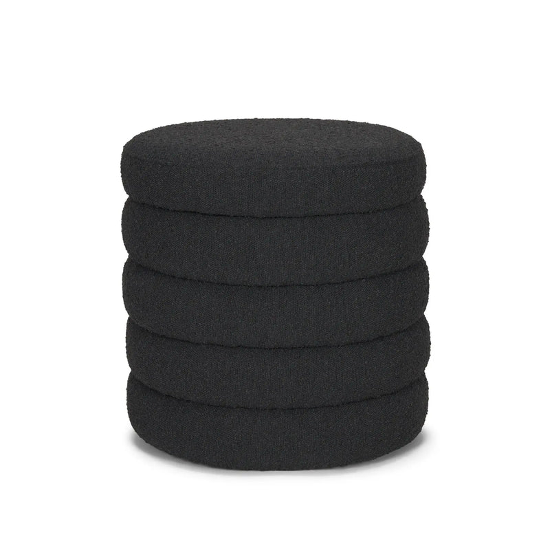 19" Black Boucle Round Storage Ottoman Homeroots Living Room