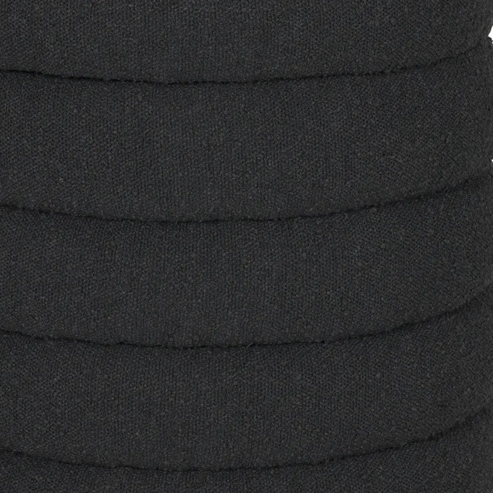 19" Black Boucle Round Storage Ottoman Homeroots Living Room