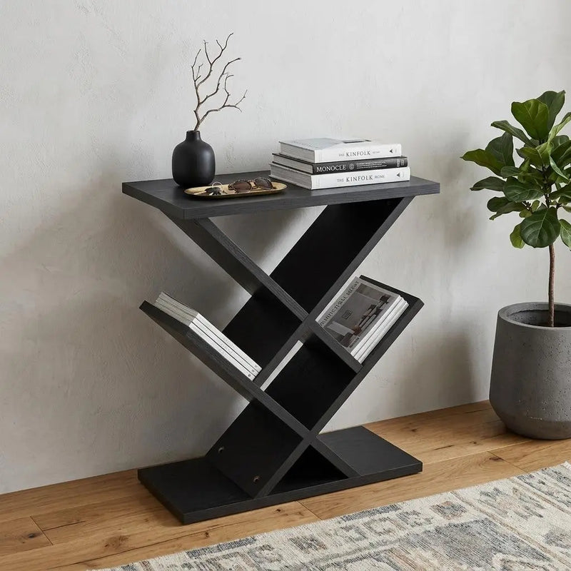 19" Black Solid Wood Pedestal Console Table Homeroots Living Room