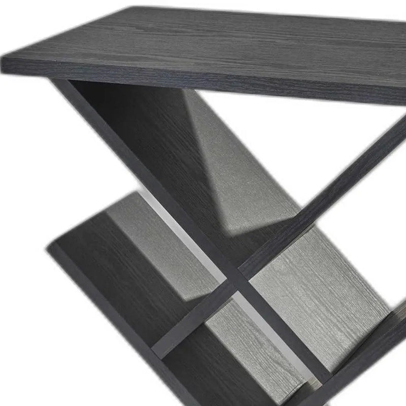 19" Black Solid Wood Pedestal Console Table Homeroots Living Room