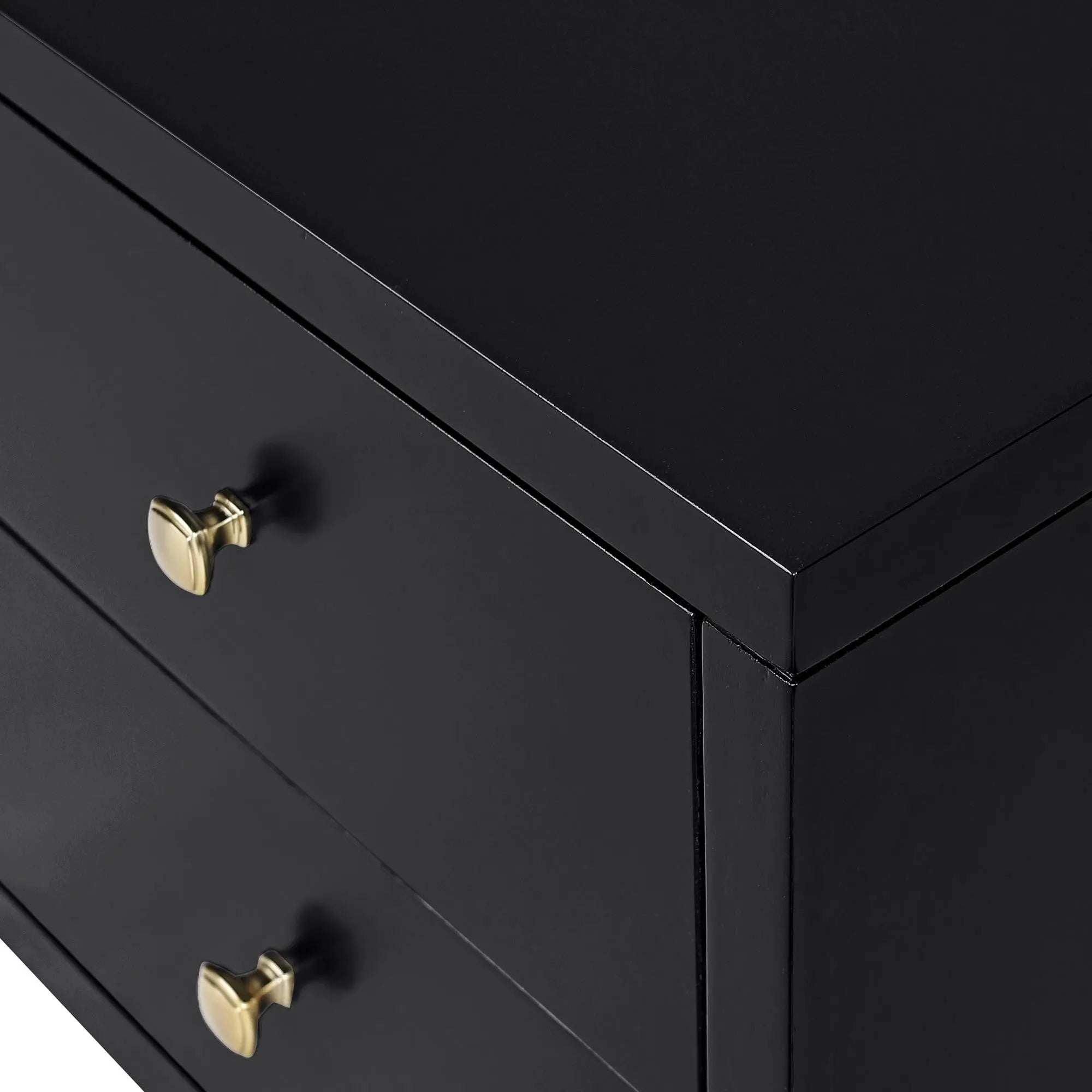 19" Black Solid and Manufactured Wood Two Drawer Nightstand Homeroots Bed & Bath