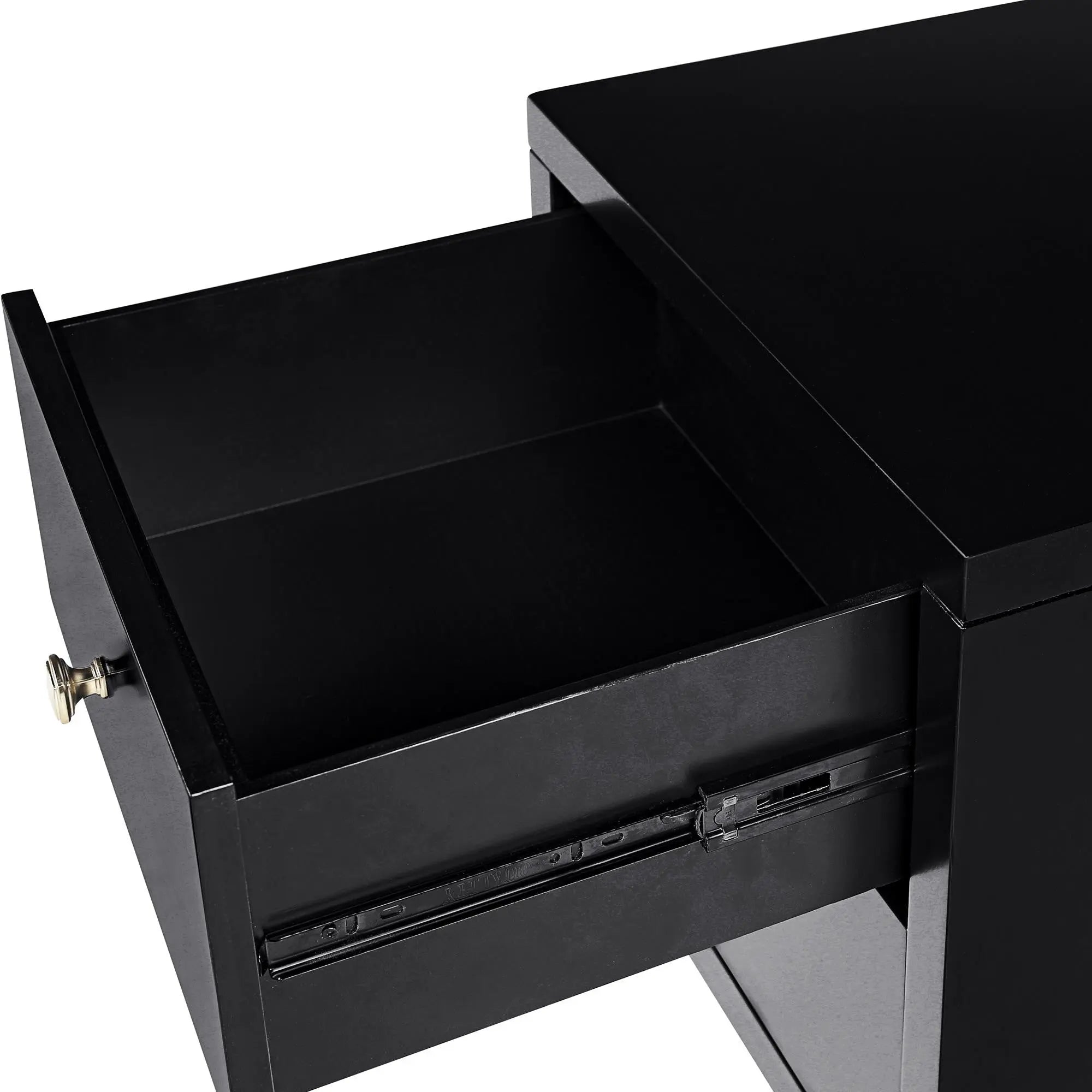 19" Black Solid and Manufactured Wood Two Drawer Nightstand Homeroots Bed & Bath