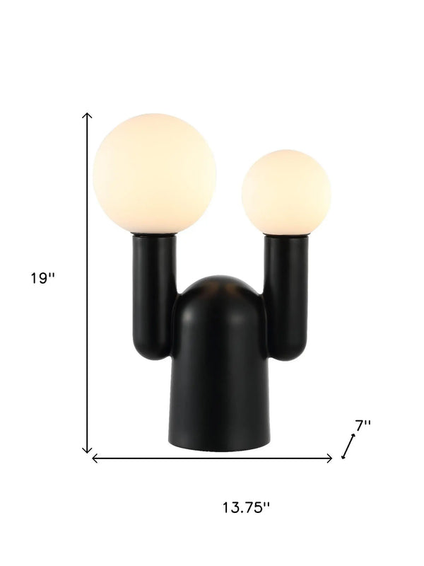 19" Black Two Light Novelty Globe Lamp Homeroots Lighting