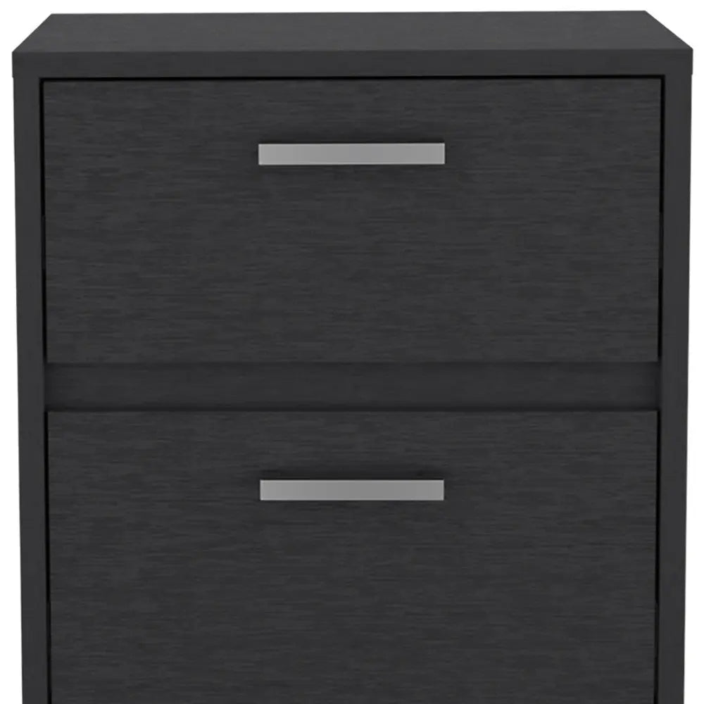 19" Black Wood Two Drawer Nightstand Homeroots Bed & Bath