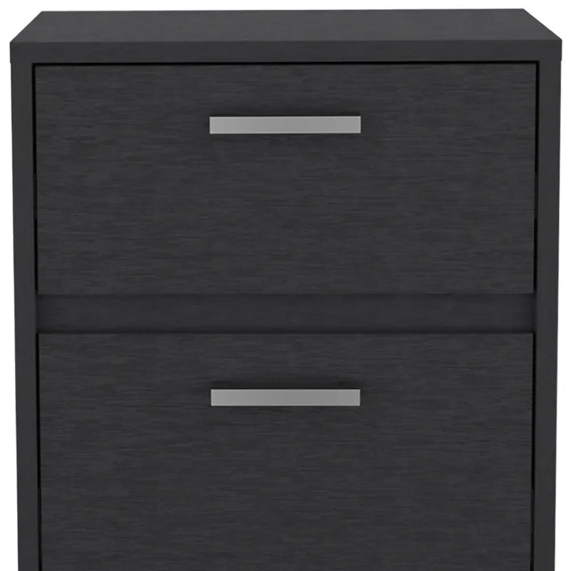 19" Black Wood Two Drawer Nightstand Homeroots Bed & Bath