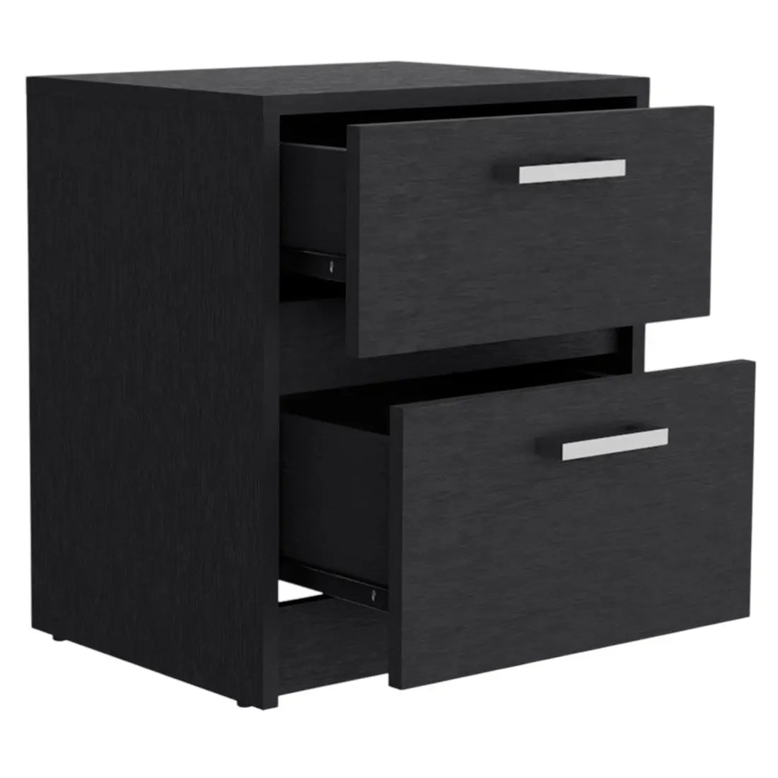 19" Black Wood Two Drawer Nightstand Homeroots Bed & Bath