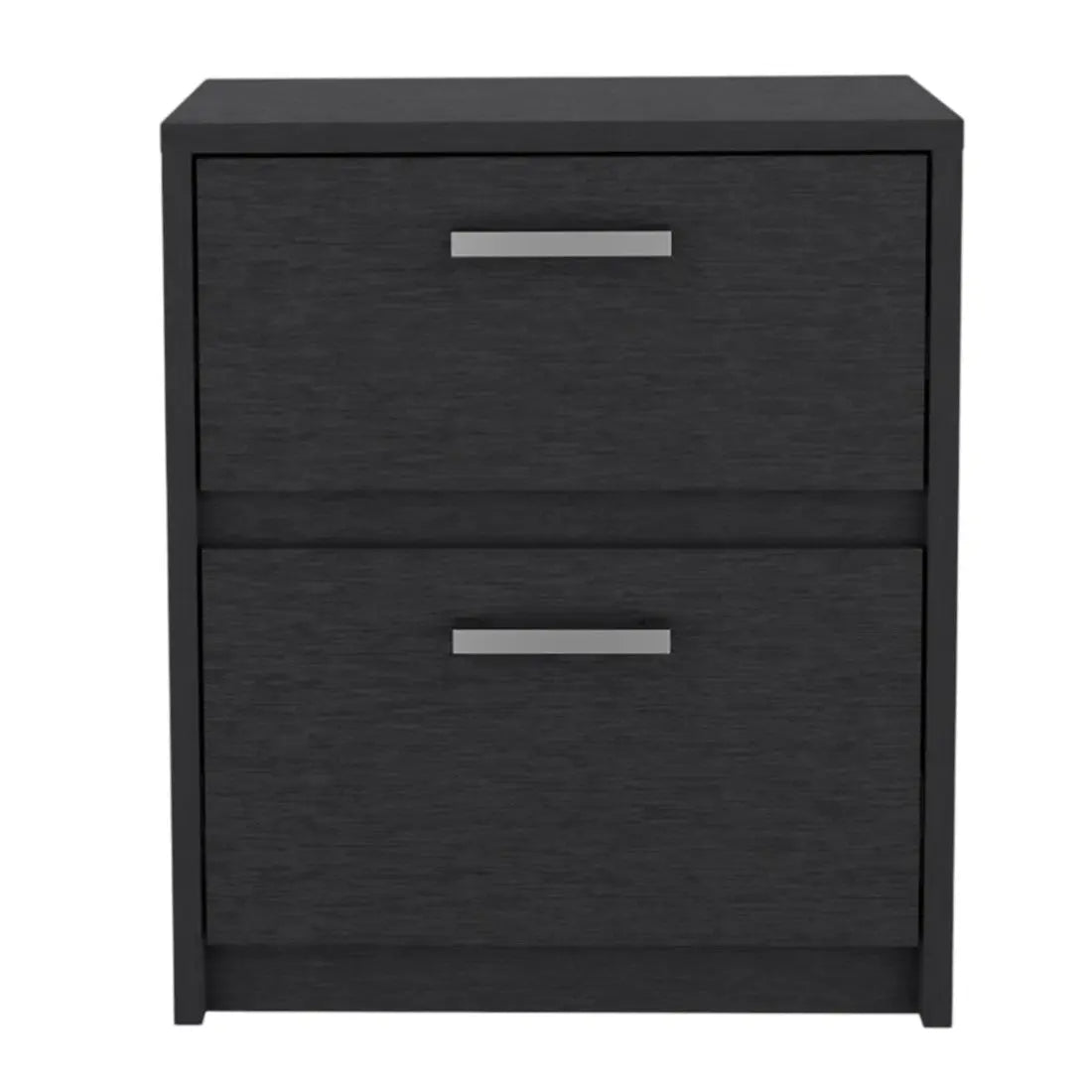 19" Black Wood Two Drawer Nightstand Homeroots Bed & Bath
