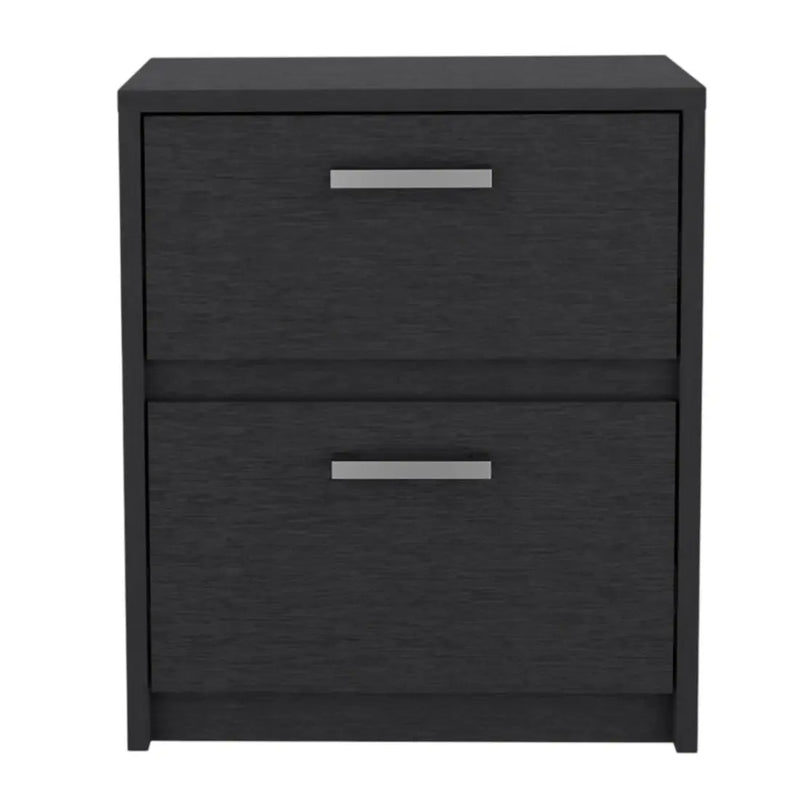 19" Black Wood Two Drawer Nightstand Homeroots Bed & Bath