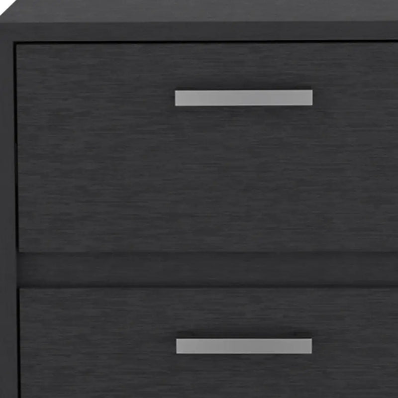 19" Black Wood Two Drawer Nightstand Homeroots Bed & Bath
