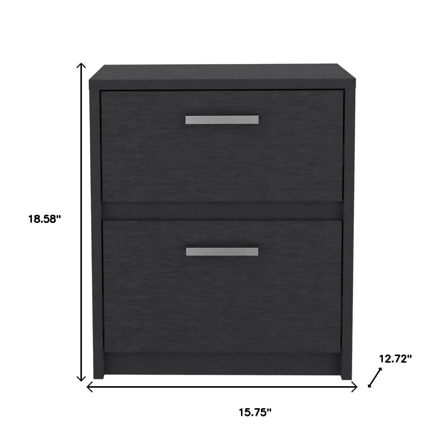 19" Black Wood Two Drawer Nightstand Homeroots Bed & Bath