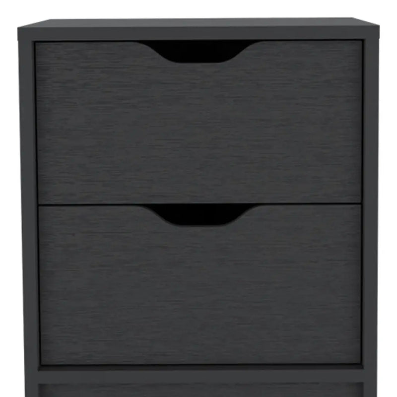 19" Black Wood Two Drawer Nightstand Homeroots Bed & Bath