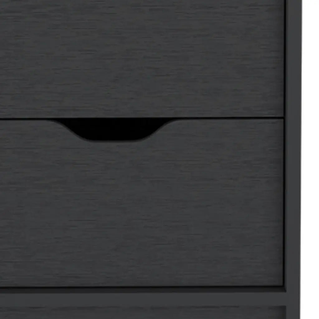19" Black Wood Two Drawer Nightstand Homeroots Bed & Bath