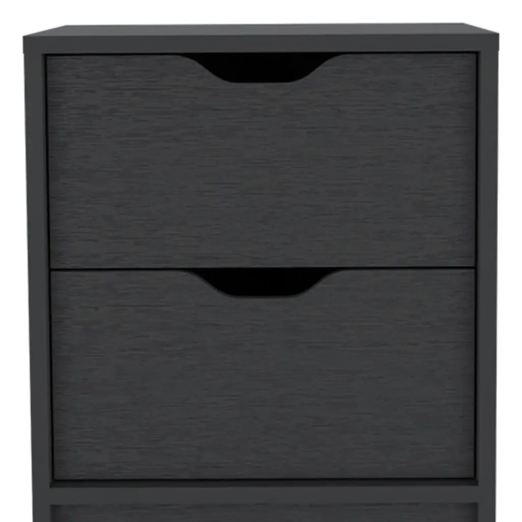 19" Black Wood Two Drawer Nightstand Homeroots Bed & Bath