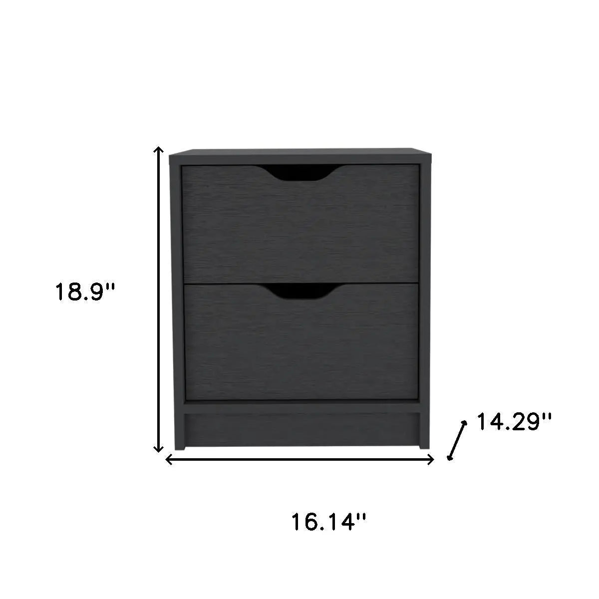 19" Black Wood Two Drawer Nightstand Homeroots Bed & Bath
