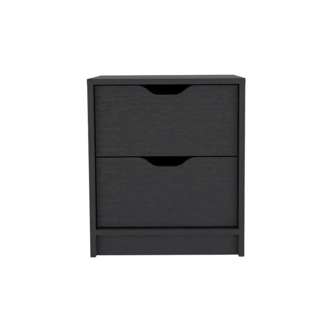 19" Black Wood Two Drawer Nightstand Homeroots Bed & Bath