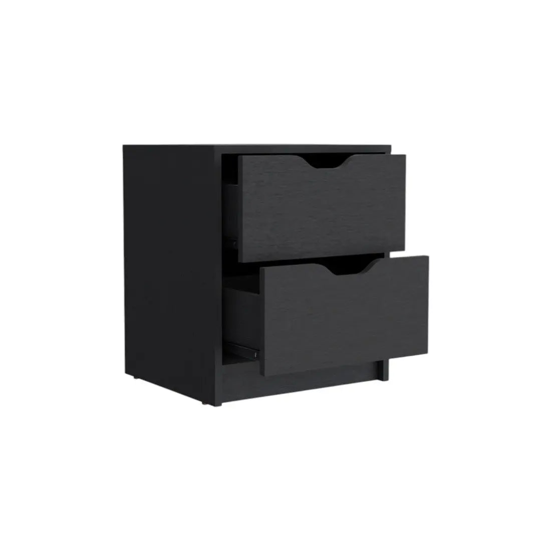 19" Black Wood Two Drawer Nightstand Homeroots Bed & Bath