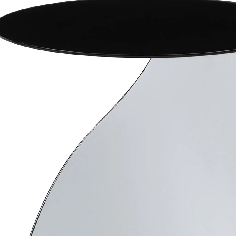 19" Black and White Steel Round Pedestal End Table Homeroots Living Room