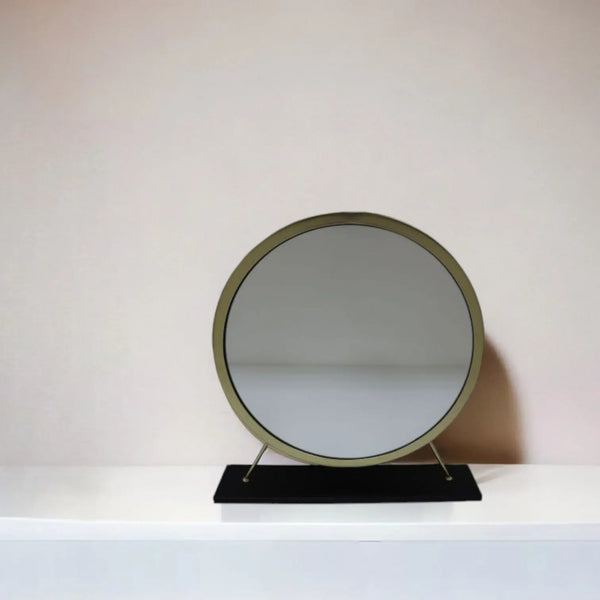 19" Brass Round Metal Framed Freestanding Mirror Homeroots Bed & Bath