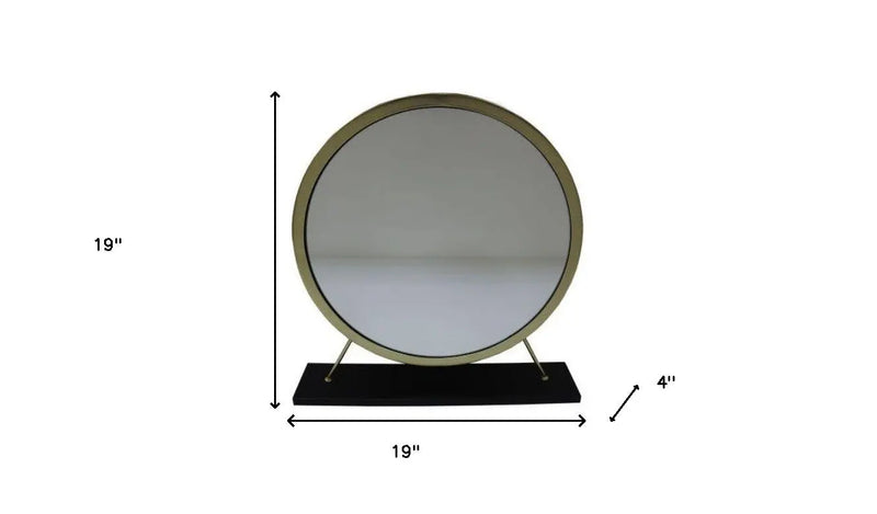 19" Brass Round Metal Framed Freestanding Mirror Homeroots Bed & Bath