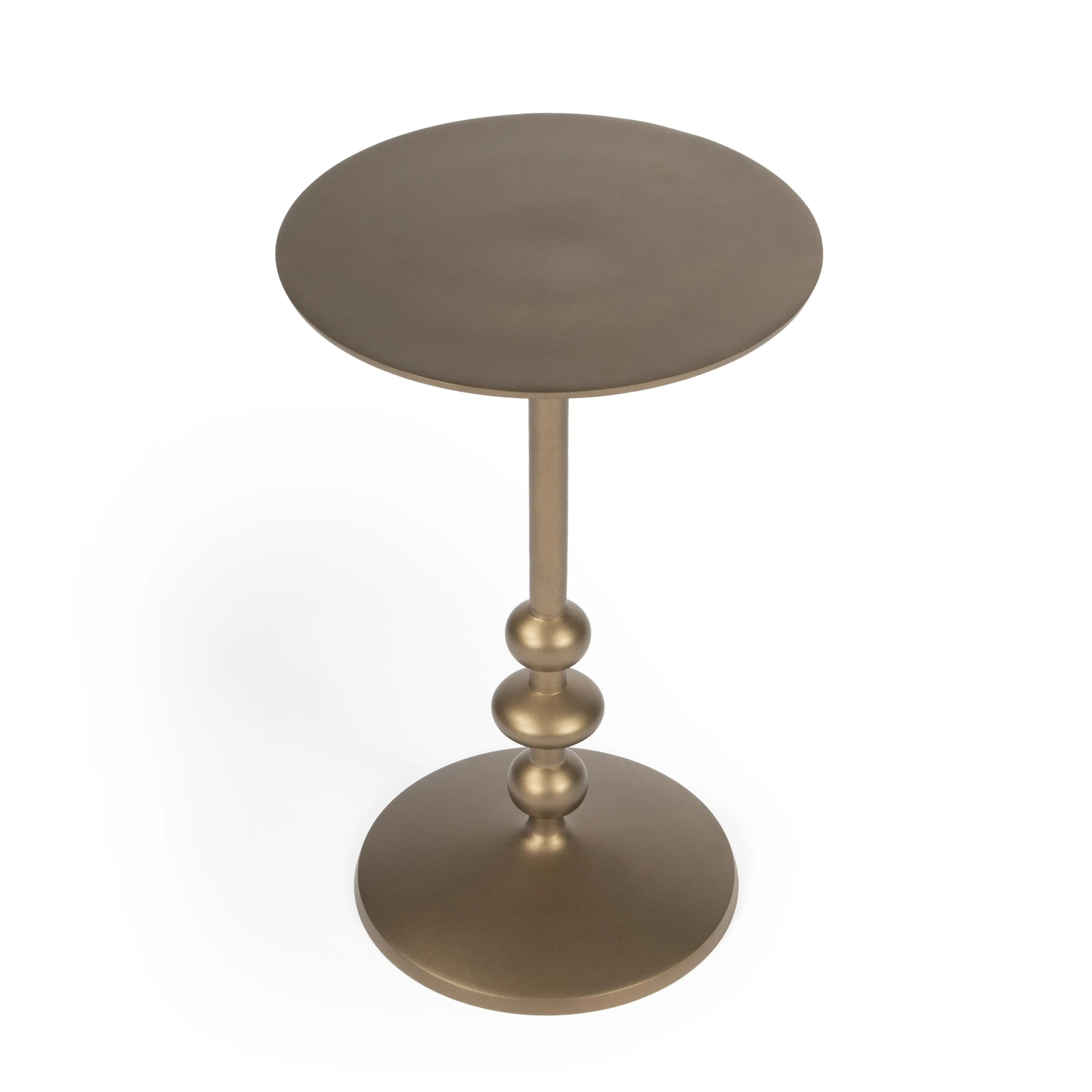 19" Bronze Aluminum Round Drink Size Pedestal End Table - GreatEagleInc