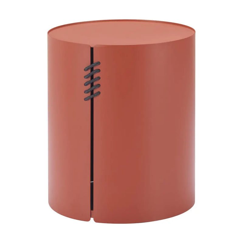 19" Brown Aluminum Round Drum End Table Homeroots Living Room