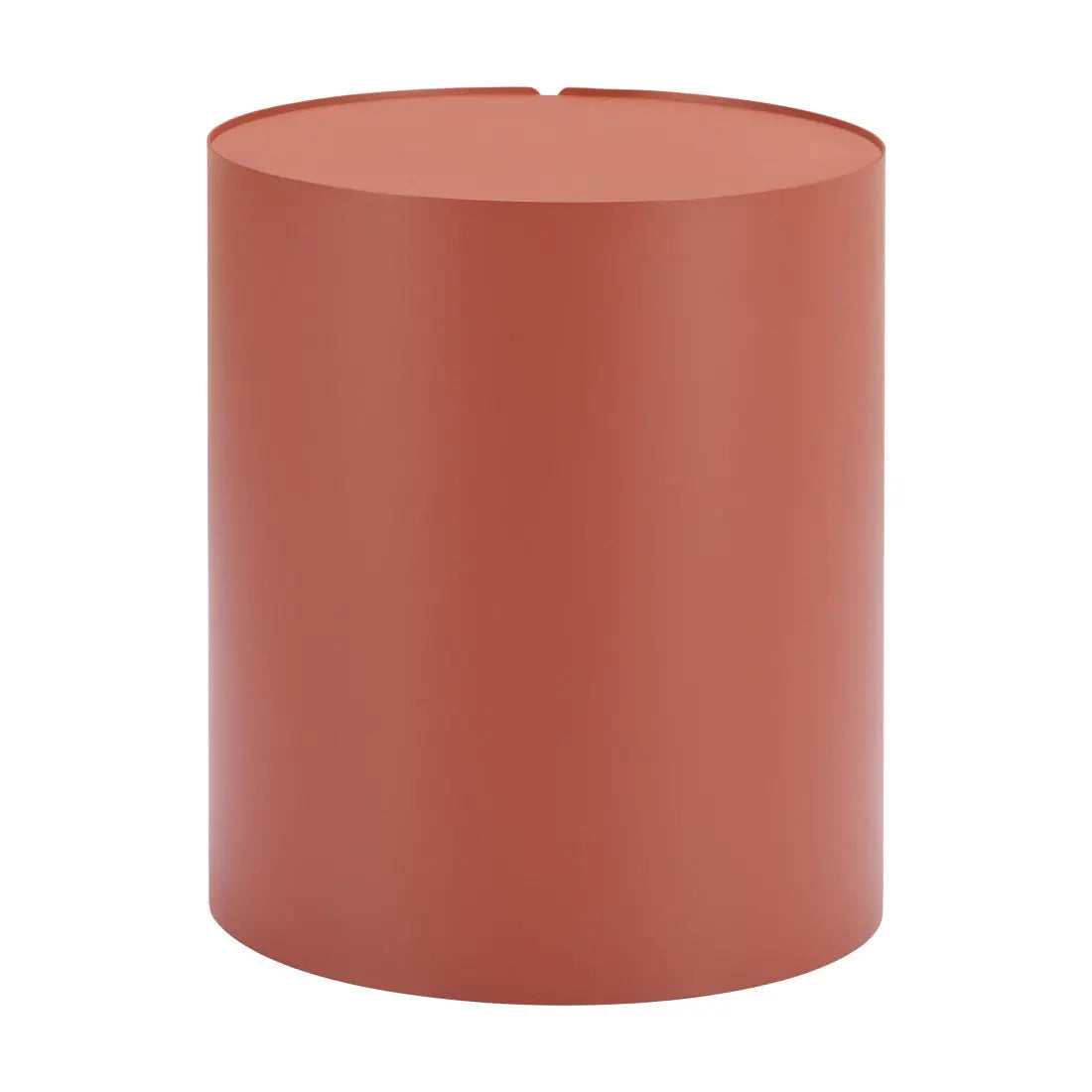 19" Brown Aluminum Round Drum End Table Homeroots Living Room